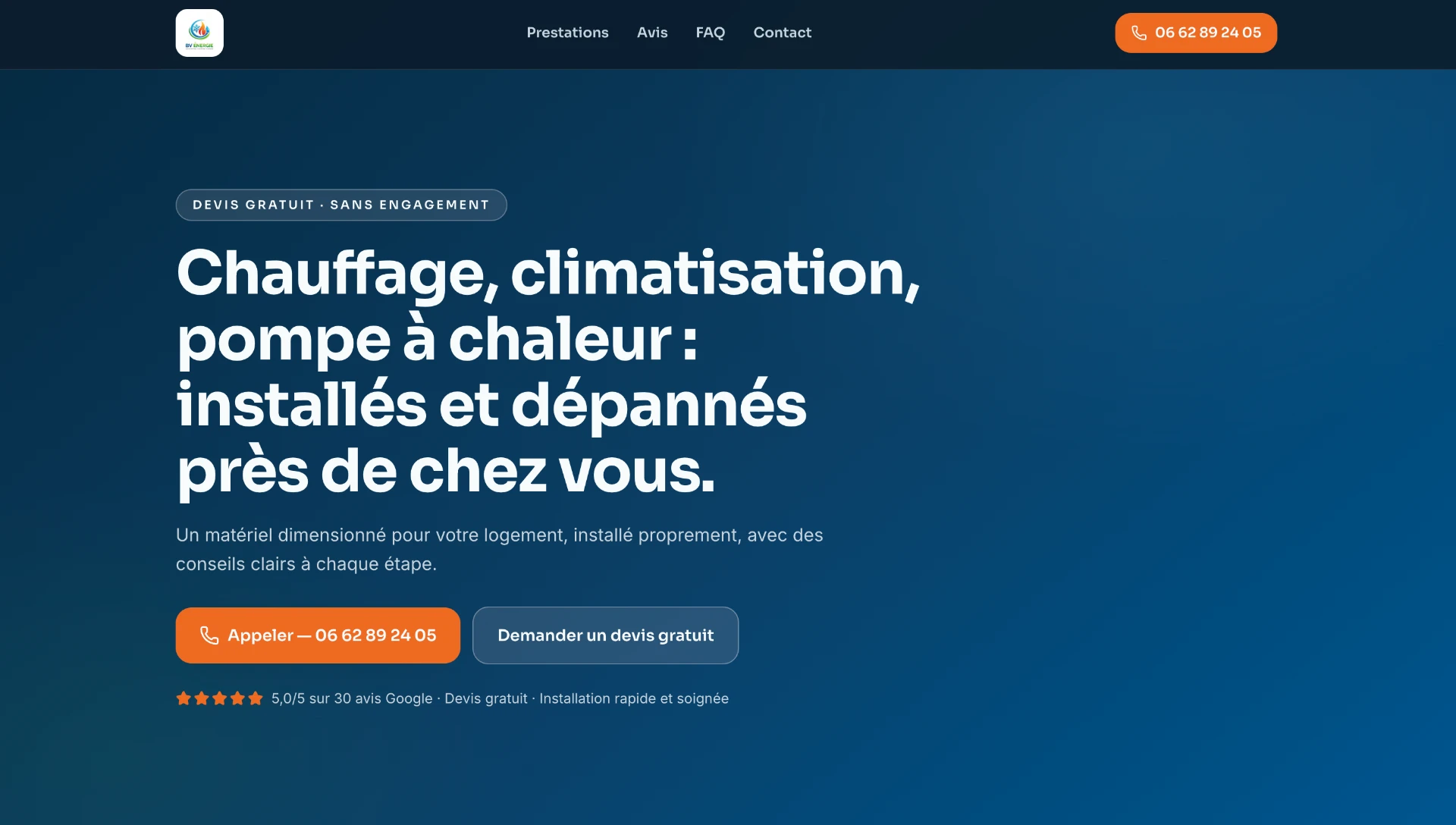 Exemple de site réalisé — Chauffage & climatisation