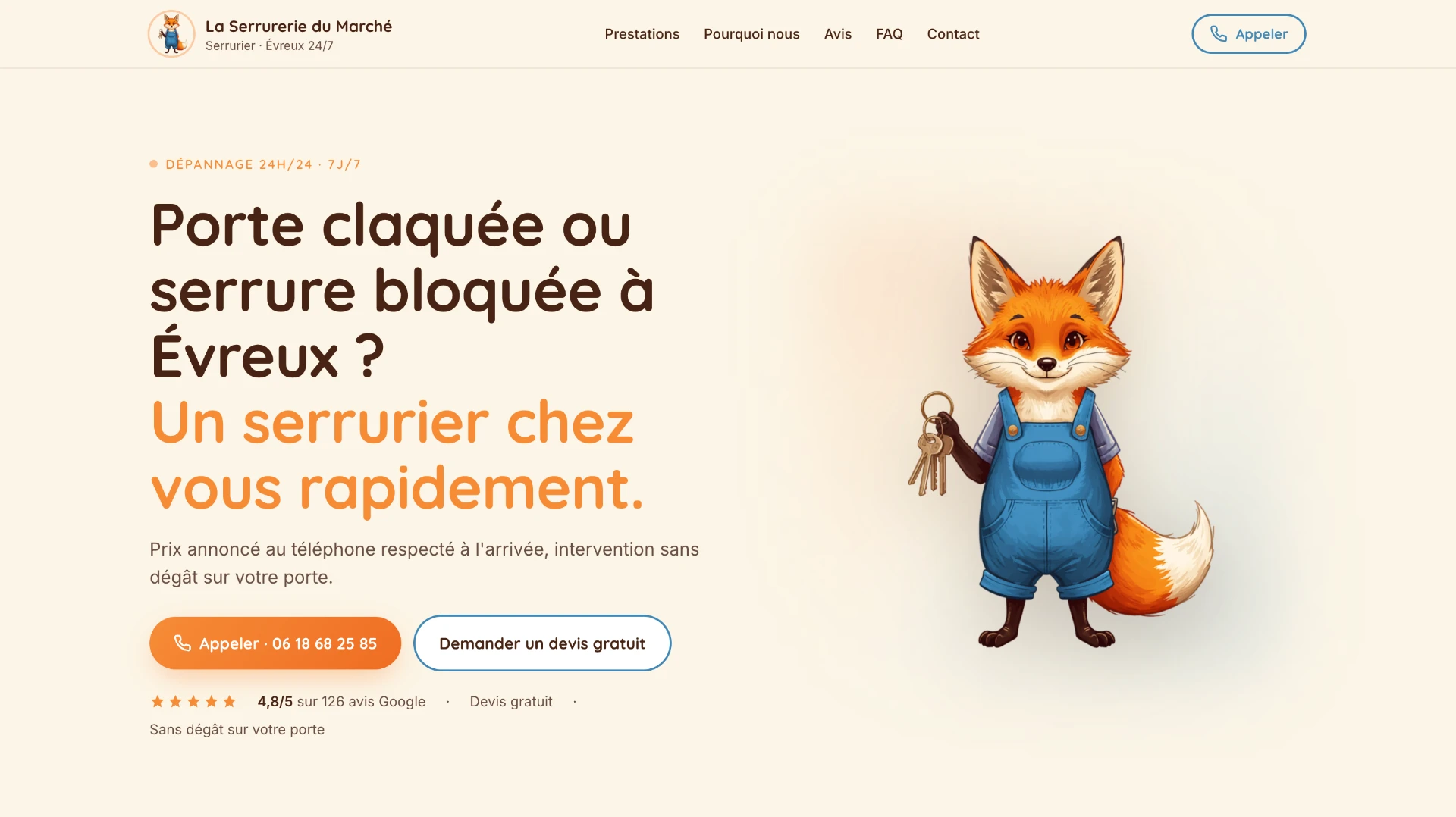 Exemple de site réalisé — Serrurerie